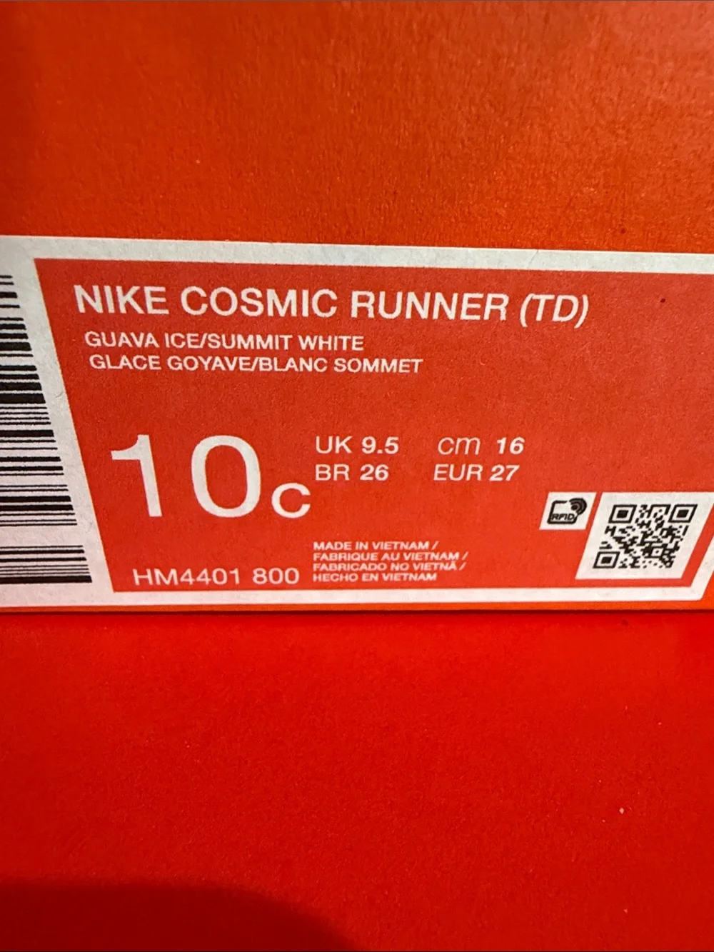 NEW IN Box Nike Kids' Peach/White Lightweight Sneaker
